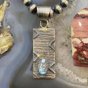 Wilson Dawes Sterling Teardrop Golden Hill Turquoise Rectangle Tufa Cast Pendant